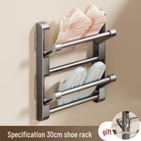 No-Drill Wall-Mounted Foldable Shoe Rack for Bathroom or Behind-Door