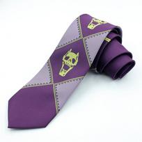 Japanese Edition JoJo's Bizarre Adventure Yoshikage Kira Skull Anime Tie - Black, Gray, Purple violetinė