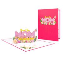 Beautiful Mother's Day Cards Writable Card 3D Pop-Up Design Holiday Greeting Card Thank-You Blessing Flowers Design