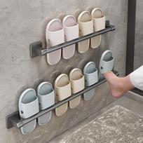 No-Drill Bathroom Slipper Rack - Wall Hanging Shoe Organizer with Drainage Gun Gray - Single Person (30cm)