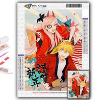 5D deimantų tapyba Visas deimantinis anime grandininis pjūklas Vyriškas deimantinis tapyba rankų darbo deimantinė mozaikos tapyba namų dekoravimas Full Round 20X30CM