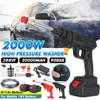 90 barų 2000 W belaidis aukšto slėgio automobilio ploviklis, įkraunamas automobilio plovimo pistoletas, elektrinis vandens pistoletas, putų mašina 18 V akumuliatoriui Only machine juoda