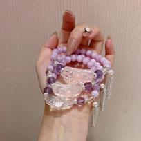 Original Kunzite Crystal Bracelet with Natural Citrine & White Crystal - Nine-Tailed Fox Jewelry
