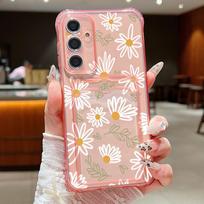 Card Slot Pocket Case For Samsung Galaxy A56 A55 A25 A16 A15 A36 5G S25 Edge S24 Ultra S23 S24 FE Cartoon White Flower TPU Cover Galaxy S22 5G