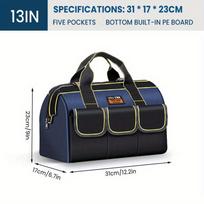1PC 13 Inch New Electrician Tool Bag with Reflective Strip Oxford Cloth Wear-resistant Multi-Pocket Waterproof Storage CDN
