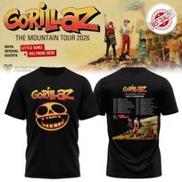 Gorillaz The Mountain Tour 2026 North American Black T-Shirt - High-quality, Comfortable, Breathable, Retro Gift Y2k Ins S