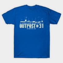 Men Black Print T-shirt Outpost #31 No-Cut Transfer Paper Print Cotton Tshirt S juoda