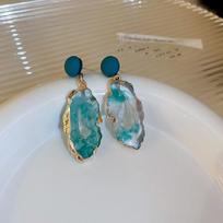 New Retro Exaggerate Liquid Metal Green Irregular Oval Hollowed-out Dangle Earrings for Women Fashion Personality Zircon Gifts mėlyna