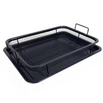 1Set of Stainless Steel Black Baking Pan Frying Pan Non-stick French Fry Basket BakingTray Baking NetEaseCleaning KitchenGadgets juoda
