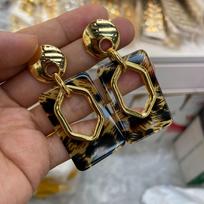 Wran Retro Leopard Print Earrings Women'S Personality Exaggerated Design Earrings Fashion Versatile Earrings brown