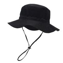 Summer Toddler Breathable Floppy Hat With Pull String Design And Solid Color For Beach Black