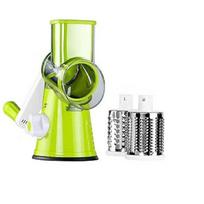 3 Sharp Drums Manual Rotary Vegetable Slicer Stainless Steel Manual Rotary Vegetable Cutter with Handle Efficient Cutting žalia