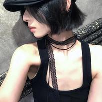 Lolita White Black Lace Bow Choker Necklace for Women Fashion Double-layer Long Adjustable Chain Necklace Y2K Jewelry Gifts juoda