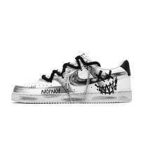 Nike Court Vision 1 Smirk Leather Slip Resistant Cushioning Low top Skateboard Shoes Men's Black White DH2987-101(Team434-) 45