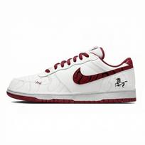 Nike Big Lemon Joy Abrasion Resistant Breathable Low top Skateboard Shoes Men's White Red 355152-150(Team778-) 42