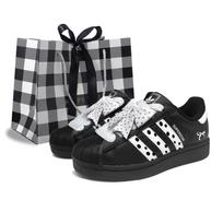 Adidas Originals SUPERSTAR Polka Dot Black Pearl, Shopping Bag Abrasion Resistant Low top Skateboard Shoes Women's EG4959(Team598-BOX) 35⅔