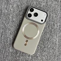 Crystal Skin Magnetic Suction Anti-Drop Case for Apple 17 Pro Max - Orange, Full Coverage iPhone 14 Pro pilka spalva