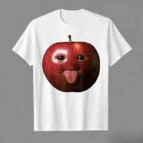 Funny Silly AI Apple Gen Z Meme BrainRot Humor Tongue Out T-shirt for Women T Shirts Crewneck Short Sleeve Tops Women Clothing S įvairiaspalvis