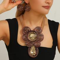 Jewelry Set Water Drop Crystal Pendant Earrings Necklace For Women And Men ruda