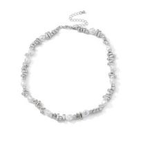 Gold Silver Color Love Heart Choker Geometric Clavicle Chain Fashion Bead Necklace  Vacation Style D