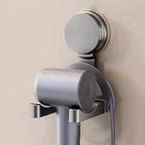 No Punching Suction Cup Hair Dryer Holder Space Saving Wall Mounted Hair Dryer Storage Rack Reusable Cord Organizer Hotel