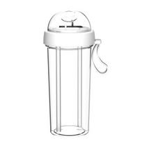 420/600ml Portable Dual Straw Separate Drink Water Beverage Bottle Couples Gift 420ml balta