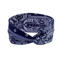 Head Bands Cross Elasticity Hair Band Bandana Print Head Wrap Beauty Sports Headband tamsiai mėlyna spalva