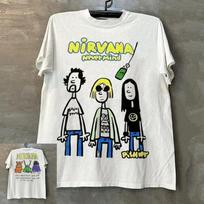 Rock Band Nirvana Print Men's 100%Cotton Shirt Y2k Hiphop Style Graphic Tshirt Unisex O-neck Short Sleeve Streetwear Women Shirt S juoda