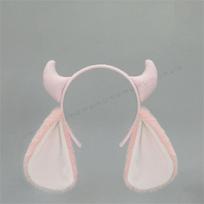Lolita Fluffy Goat Horn & Ear Headband - Plush Animal Ear Hair Band For Carnival Cosplay, Kawaii Costume Accessories Party Props as show