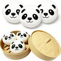 Toys Cute Pig Panda Dumpling Squishies Toy with Steamer, Squishy Dough Ball Party Favor Stress Relief Gift, Kawaii Food Squeeze