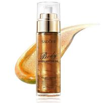 Shimmer Face And Body Oil,Silky Glow Body Glitter Cream Liquid Highlighter Makeup,Luminated Liquid Bronzer Body Glow Lotion bronza