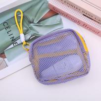 New Mini Portable Grid Tofu Bag Cosmetic Storage Net Bag Small Portable Coin Purse Mesh Makeup Bag Storage Pouch violetinė