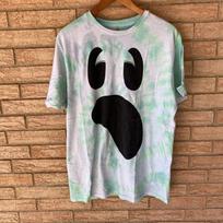 Halloween ghost face tie dye t-shirt size Large faded ghoulish green spooky fun 4XL