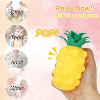 Kids  Childrens Pineapple Pop It Stress Squeeze Ball Soft Silicone Fidget Sensory Desktop Adult Novelty Gift Present geltona