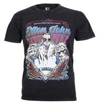 Official Elton John T Shirt Psychedelic Vintage Concert Flyer Premium Black New S