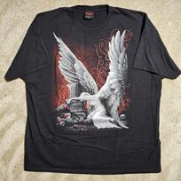 Vtg Y2k SPIRAL Fallen Angen Double Sided 2XL T-shirt Emo Skate Goth Sleeze 90s XL