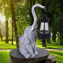 Saulės energija varoma dramblio statula sodo dekoras unikali dervos kūrybinė statulėlė laukui skirta