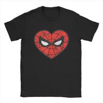 Spider-Man Heart T Shirts for Men 100% Cotton Awesome T-Shirts Crew Neck Tee Shirt Short Sleeve Tops Gift Idea S juoda