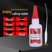 Ji Gong Adhesive Kit: 50g Glue Oil - 2 Bottles with Free Dropper, for Glass, Tile, Wood, Stone, Rubber, Iron. balta - 1 buteliuko spalva
