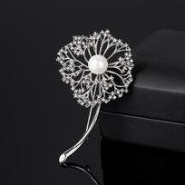 Atmospheric romantic dandelion corsage high-end temperament pearl snowflake brooch niche pin with jewelry