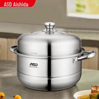 Fissler 3 pakopų nerūdijančio plieno garintuvas su lenktu dangčiu 30cm spalva