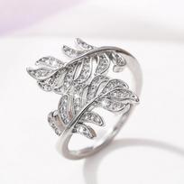 Huitan Olive Branch Leaf Finger Ring for Women Copper Color Trendy Luxury Female Accessories Wedding Party Fashion Rings Zircon 6