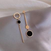 New Korean Black Love Heart Drop Earrings for Woman Asymmetric Crystal Zircon Rose Flower Earring Party Classic Zircon
