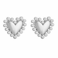 HECHENG,Elegant Heart Pearl Choker Zircon Set For Women Gold Color  Pendant Necklace Earrings Set Fashion Party Gift