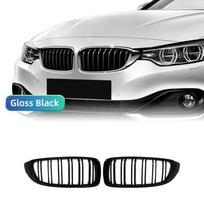 Automobilio priekinio buferio grotelių lenktyninės grotelės, skirtos BMW 4 serijai F32 F33 F36 M3 F80 M4 F82 12-18 Dviejų lentjuosčių blizgios juodos spalvos priedai