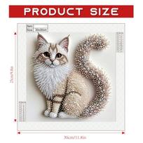 5D Diamond Painting Kit, Fluffy Kitten DIY Craft, 2D Flat Canvas with Irregular Diamonds & Acrylic Paints 30*30cm