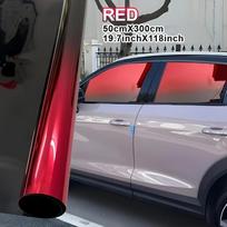 Gradiento Spalvos Automobilio Langų Tamsinimo Plėvelė, 2 Atspalvių PET, Šilumos Izoliacija, UV Apsauga - Universalus Statinės Adhezijos Automobilio Vinilo Apdaila 50*300CM raudona