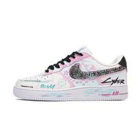 Nike Air Force 1 Cyber Graffiti, Footprint Innovation Karvės odos Atsparios trinčiai Žemi Teniso Batai Unisex CW2288-111(Team726-) 38.5