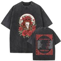 Vintage Washed Florence The Machine Everybody Scream Tour T Shirt Men Women Aesthetic Oversized Cotton T-shirt S