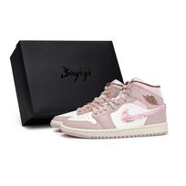 Jordan Air Jordan 1 Vintažiniai krepšinio batai Moteriški vidutinio aukščio balti/rožiniai BQ6472-620(Team80-S-BOX) 38